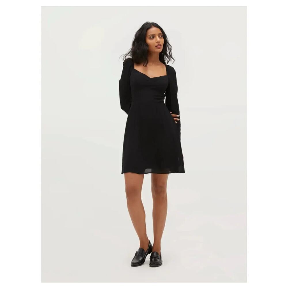 NWT Hill House Home The Felicity Dress Black Sweetheart Neck Smocked Size S